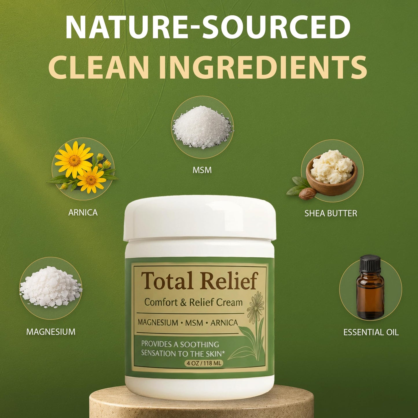 HiRelief Official Total Relief - Magnesium Cream - Soothing Topical Lotion for Muscles, Joints & Legs - Magnesium Chloride with MSM, Arnica & B6 - Lightweight & Fast-Absorbing - 4 Fl Oz (Pack of 3)