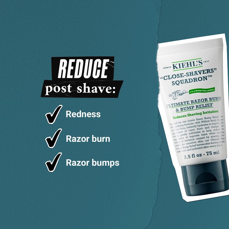 Kiehl's Ultimate Razor Burn & Bump Relief, Nourishing Men's After Shave Cream, Instantly Cools & Hydrates, Gently Exfoliates, with Aloe Vera & Vitamin E, Paraben-free, for All Skin Types - 2.5 fl oz