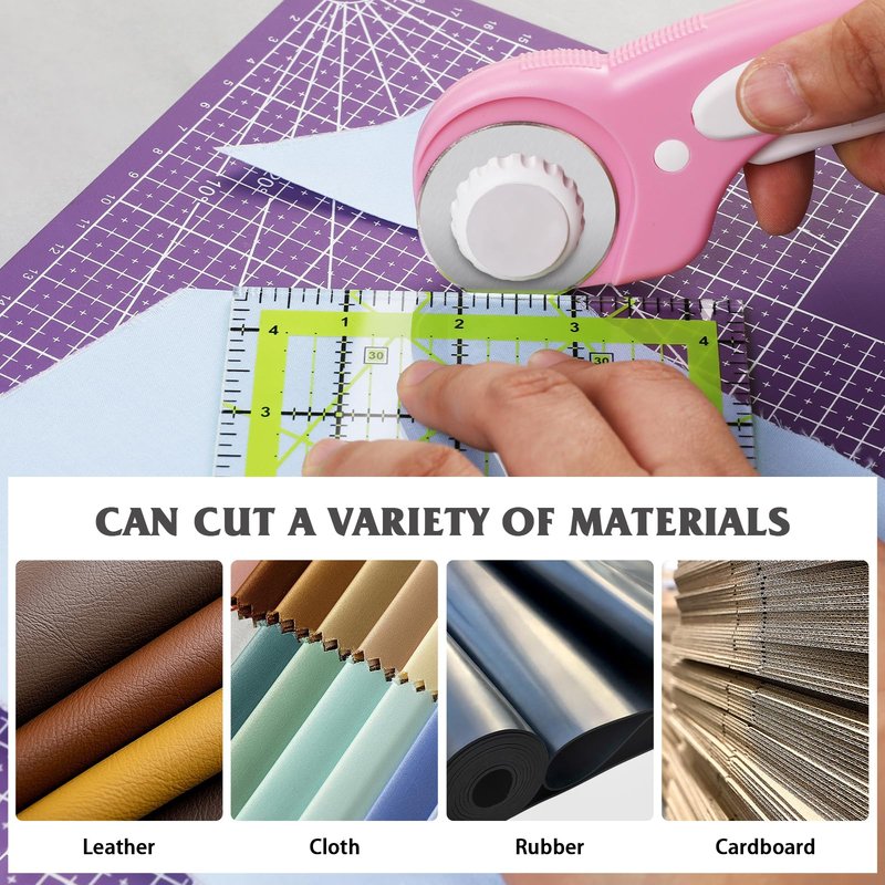 10Pcs 45mm Rotary Cutter Blades for Rotary Cutter, Rotary Cutter Replacement Blades Includes Plastic Blade Storage Case, Rotary Cutter Replacement for Quilting Fabric, Paper, Leather