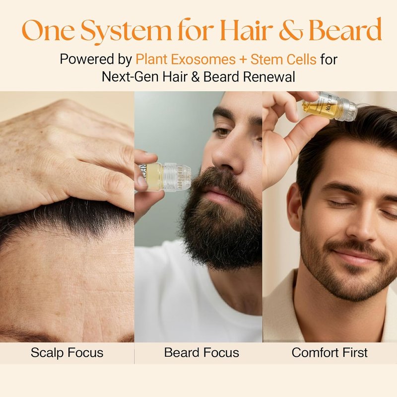ReGlow Micro-Infusion Hair Density System - Scalp Treatment with Bio-Active Serum & Precision Applicators | 6 Applications for Fuller Hair & Beard