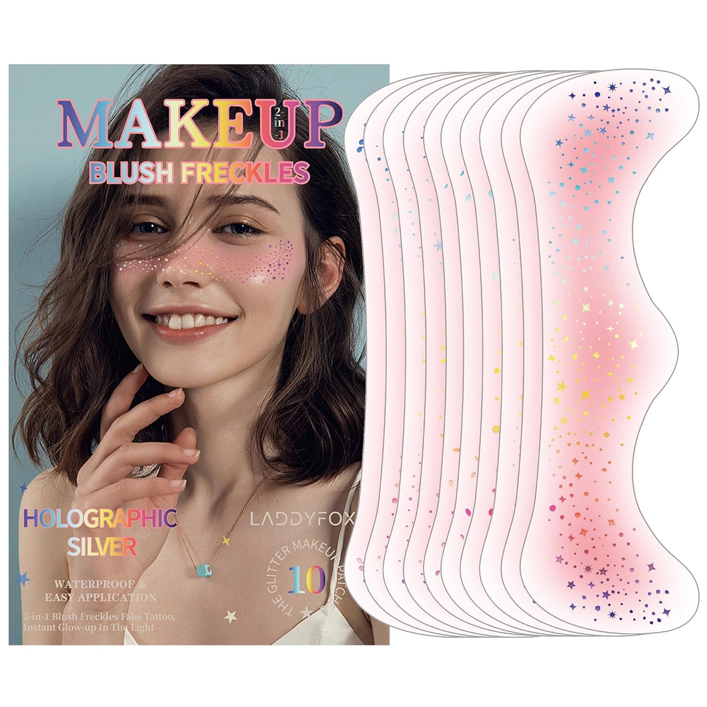 USA Flag Glitter Freckles - 8 Pcs Red, White & Blue Face Tattoos for 4th of July & Memorial Day