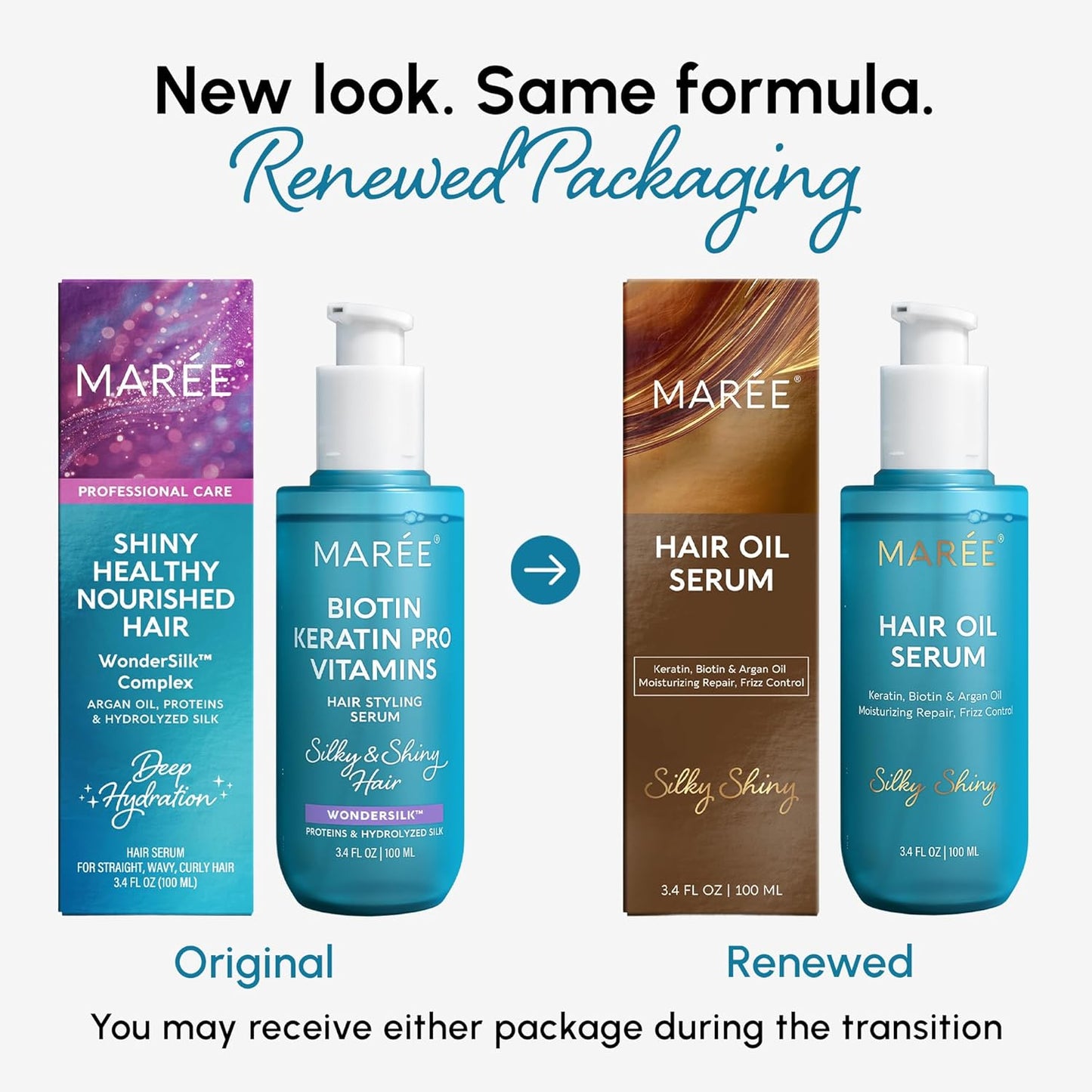 Hair Oil for Frizzy Hair - Argan Oil, Keratin & Biotin Serum for Dry, Curly Hair | Frizz Control Treatment