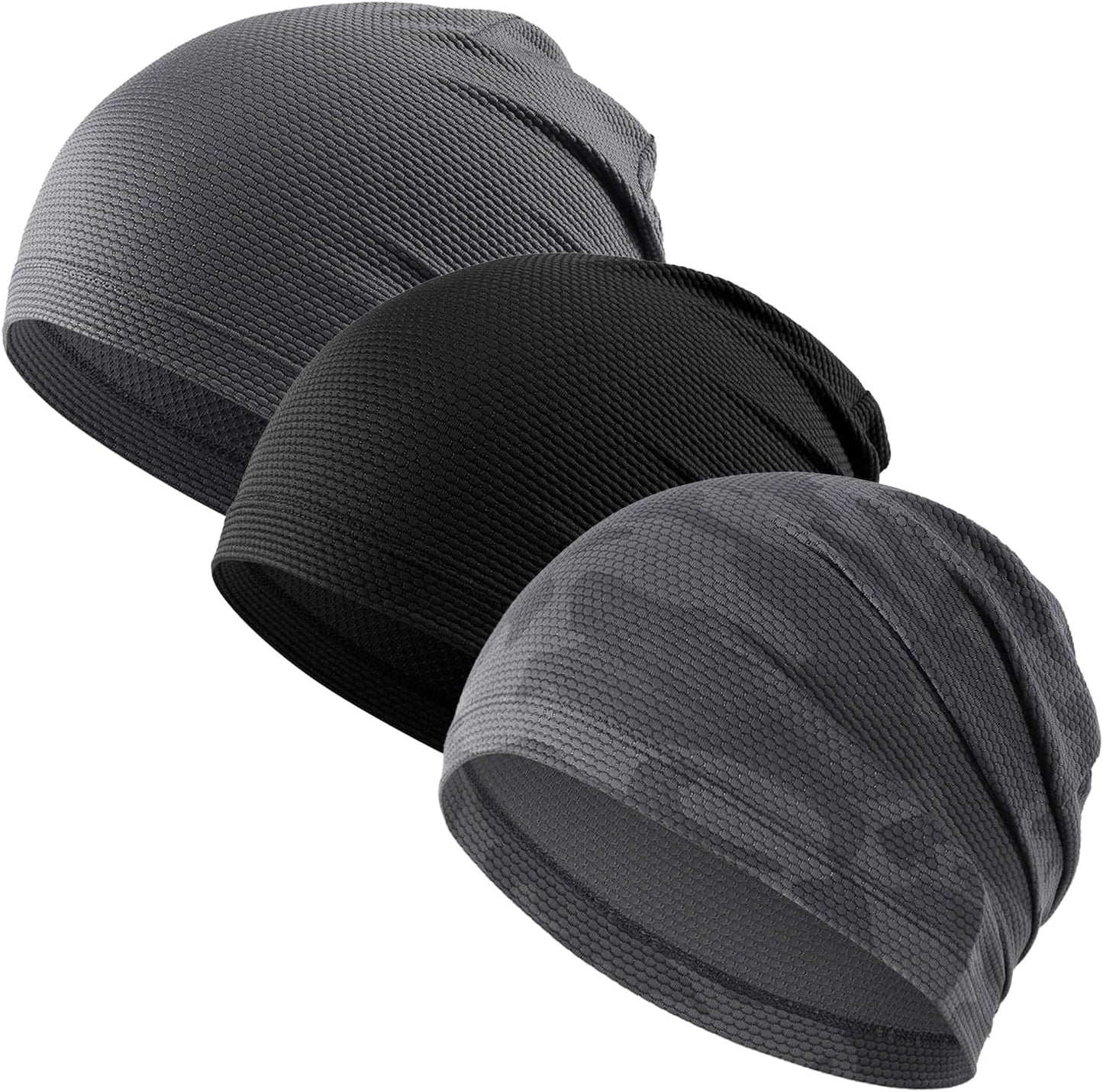 WTACTFUL 3-Pack Cooling Skull Caps - Breathable 3D Mesh Running Hats for Men & Women | Summer & Winter Use