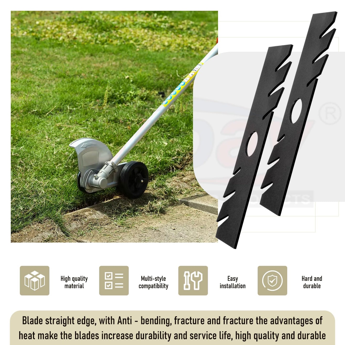 Karbay 40-002 Edger Blade (8" x 2"), Compatible with Echo Stihl Husqvarna Ryobi Redmax Edger with 1" Center Hole