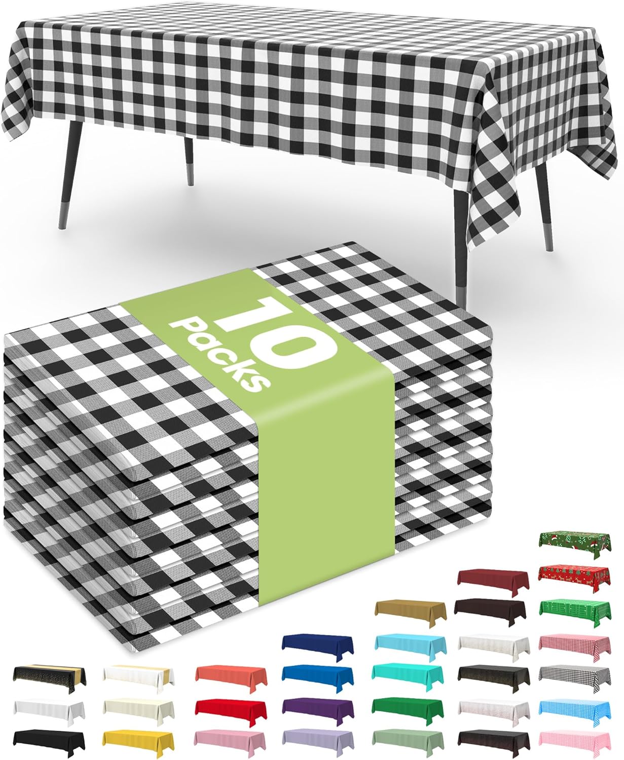 Plastic Table Cloths - 10 Pack Disposable 54 x 108 Inch for Parties, Picnics & Weddings | Rectangle White