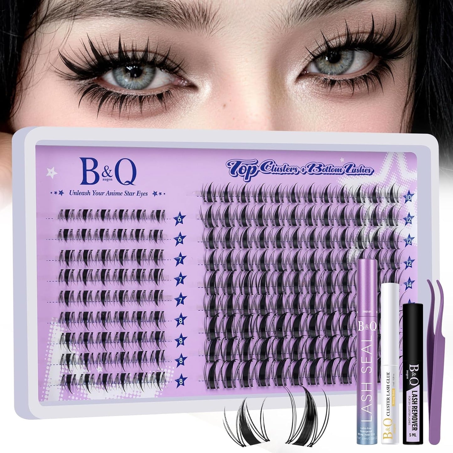 Lash Clusters - Fluffy Wispy Voluminous 144 PCS | Lightweight Feathered Eyelash Extensions 8-18mm, Waterproof