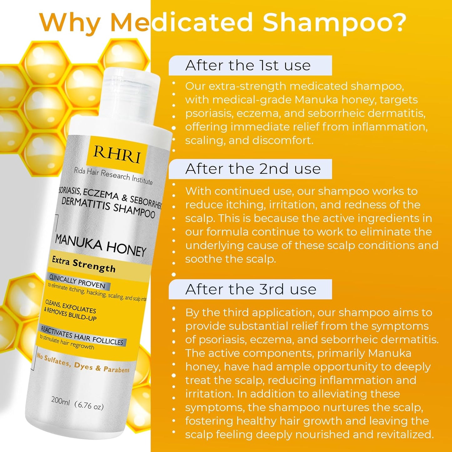 Psoriasis Shampoo for Men & Women - Itchy Scalp Treatment with Manuka Honey | Eczema & Dermatitis Relief