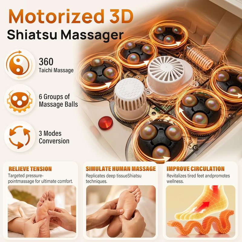 Collapsible Foot Spa Bath Massager - Heated Foot Bath with Remote Control & Detachable Rollers | Foldable Soaking Tub for Home Pedicure