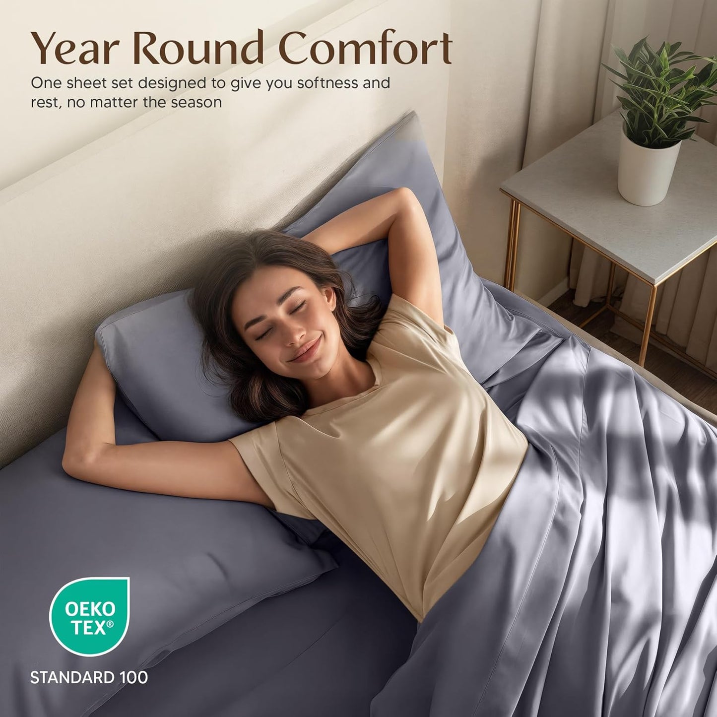 Queen Size Sheet Set - 4 Piece Soft Microfiber Bedding | Oeko Tex Certified, Grey