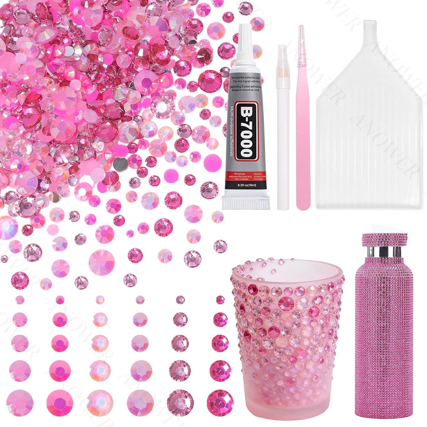 Mixed Light Color Resin Flatback Rhinestones - 16,000 Pcs for Crafting & DIY Projects | 2-6mm Gems for Makeup & Tumblers