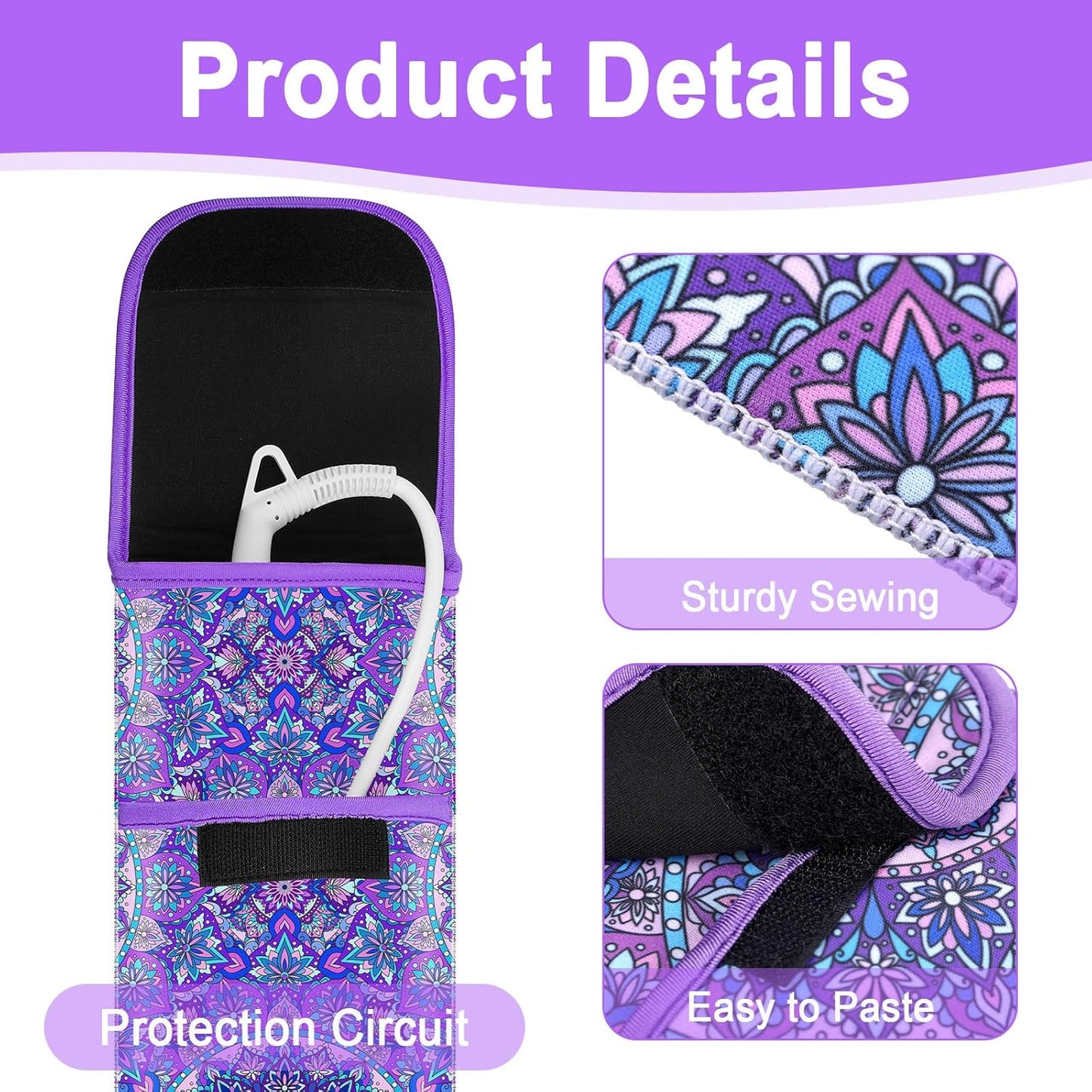 Heat Resistant Hair Tools Bag - Neoprene Curling Iron & Flat Iron Holder | Travel Case & Silicone Mat Pouch (Mandragora)