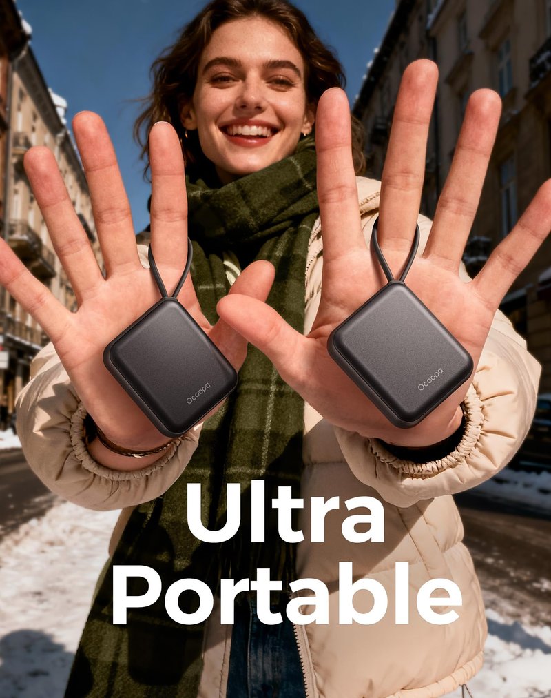Ocoopa Hand Warmers Rechargeable UT5 Nano – Slim Electric Pocket Heater, Smart Temp Control, 14Hrs Battery, UL Safety, Travel Must Haves, Practical Gifts for Women, Christmas, Outdoor, Office