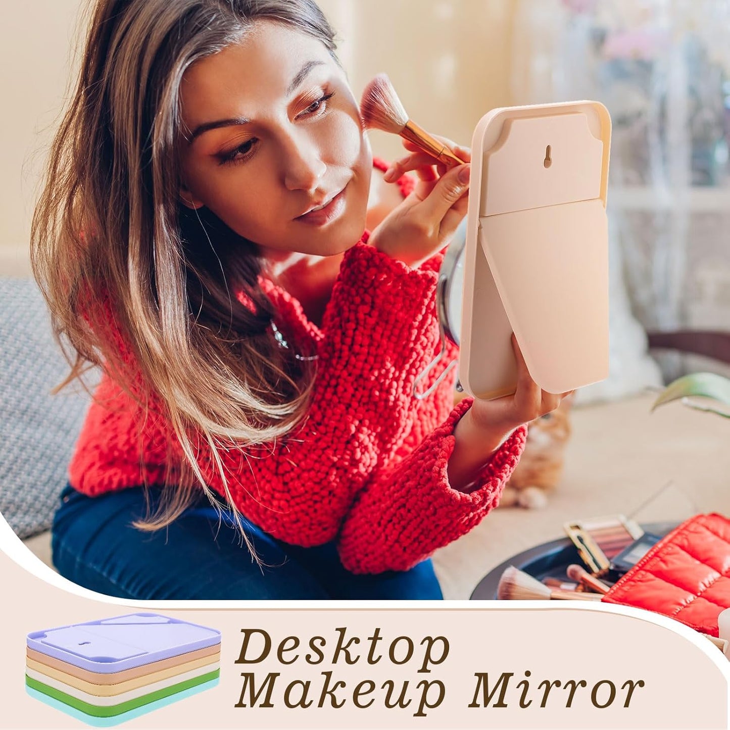 Cinnvoice 24 Pack Desktop Makeup Mirrors - 90° Adjustable Folding Vanity Mirrors | Portable for Travel & Spa (8")