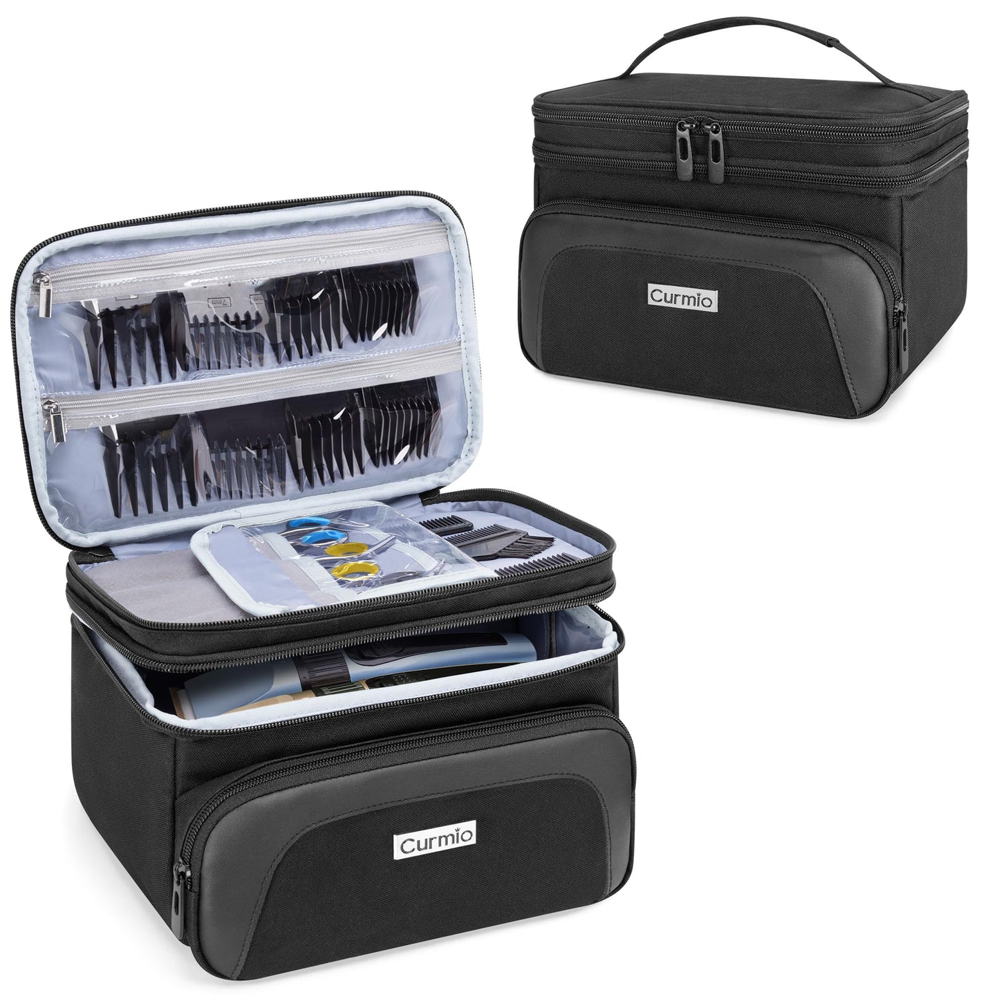 CURMIO Double Layer Hair Clipper Travel Case for Men Hair Cutting Tools
