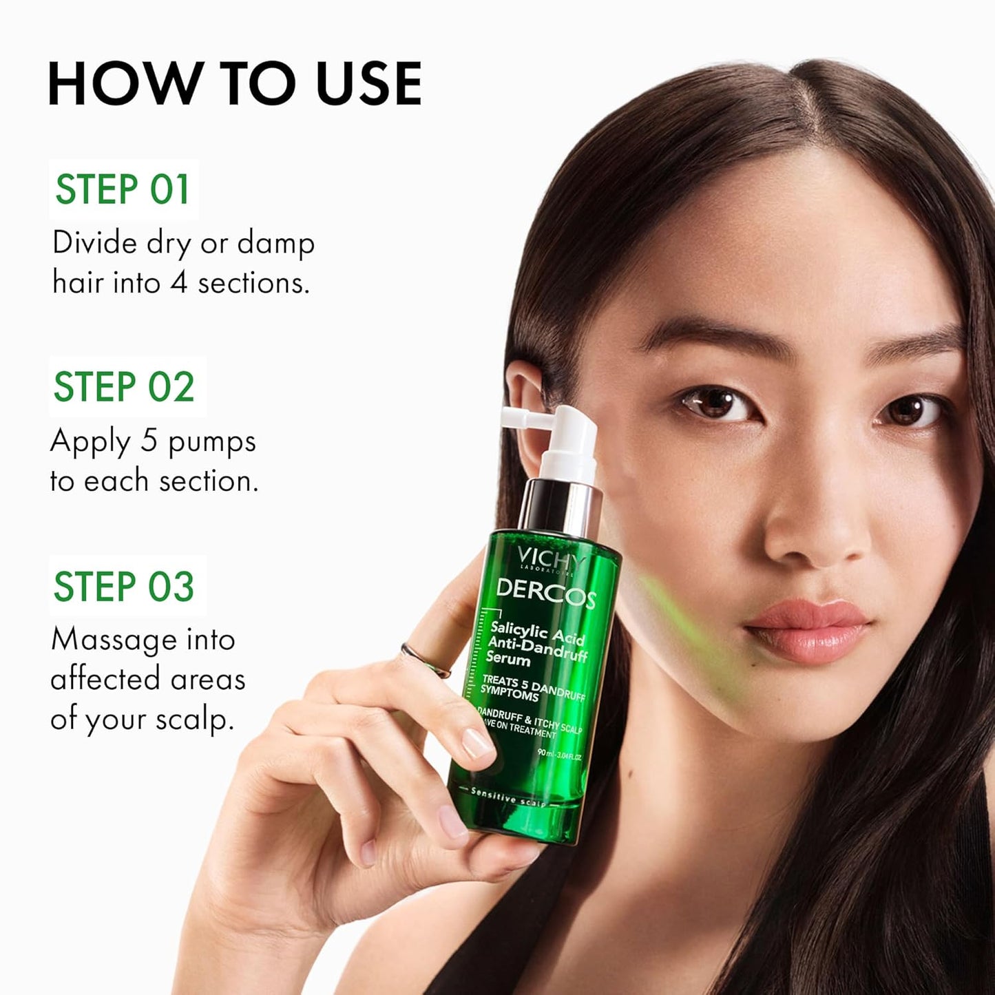 Vichy Dercos Salicylic Acid Anti-Dandruff Scalp Treatment - Flake & Itch Relief Serum, 3 Fl. Oz.