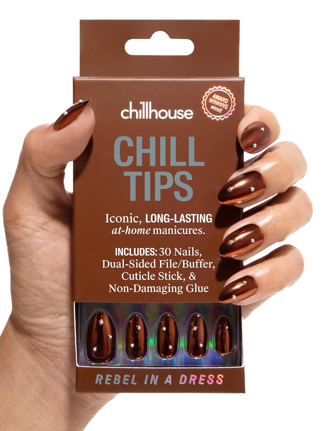 Chillhouse Press-On Nails Kit | Chill Tips - Almond Shape, 30 Customizable Sizes for Up to 2 Weeks Wear