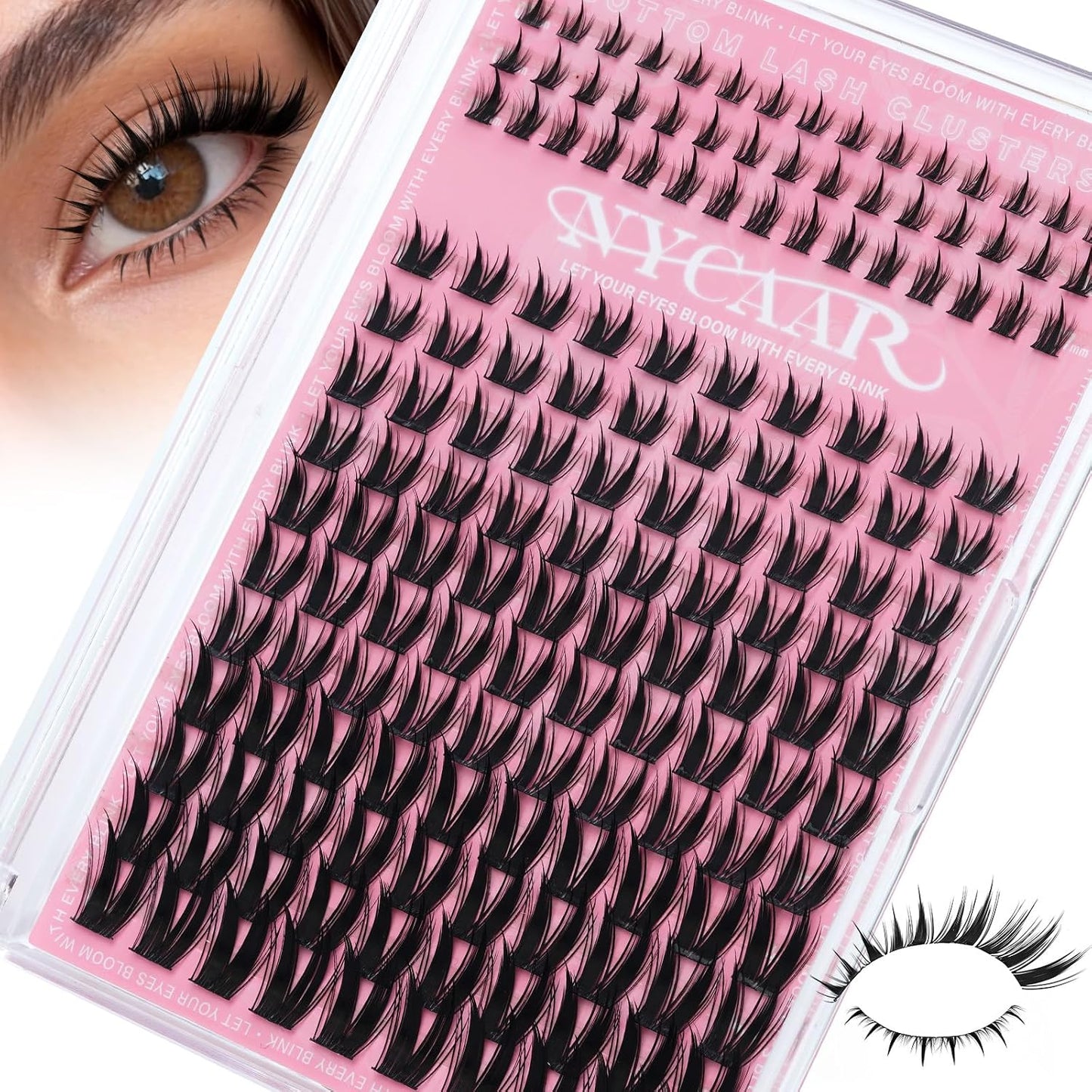 Natural Eyelash Clusters - 144pcs Wispy Lash Extensions | C Curl, Invisible Band, 8-16mm for Beginners