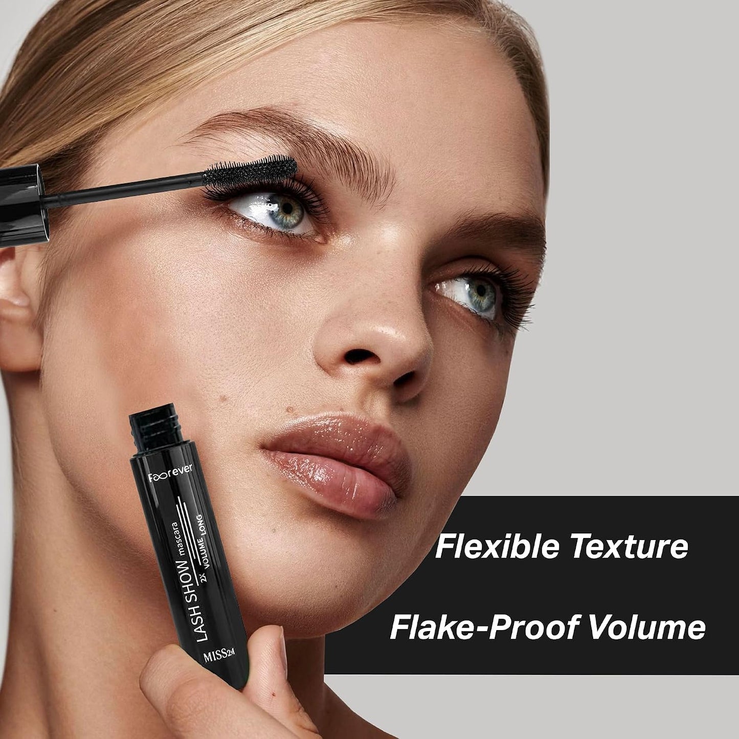 Washable Mascara for 2X Volume & Length - Wide-Eyed Fan Effect, Hourglass Brush | 0.34 Fl Oz