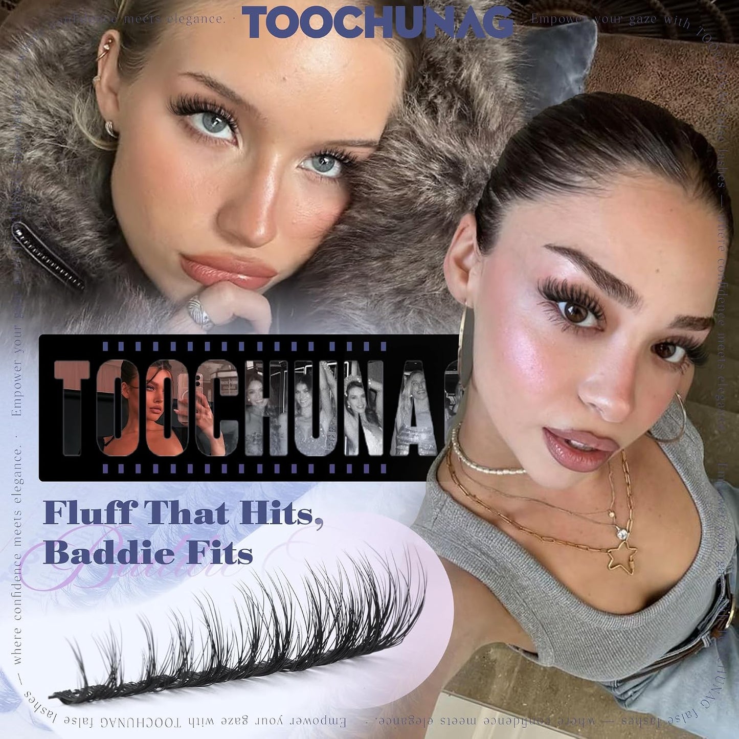 Fluffy Lash Clusters - Volume Eyelash Extensions with D Curl | 10-16mm Wispy Flora Lashes for DIY Baddies