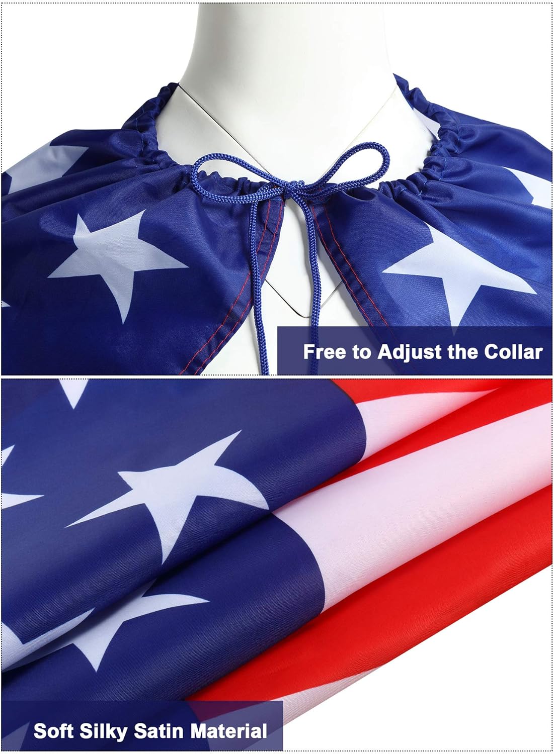 American Flag Costume Cape - Retro 80's USA Sunglasses & Headband Set | 4th of July Celebration