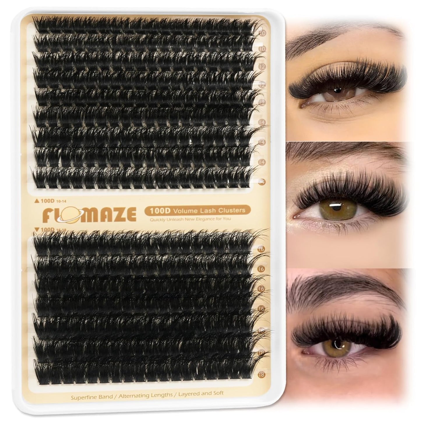 Lash Clusters - 30D to 100D Wispy Eyelash Extensions | DIY Natural Look, 8-16mm, 708 Pcs D Curl