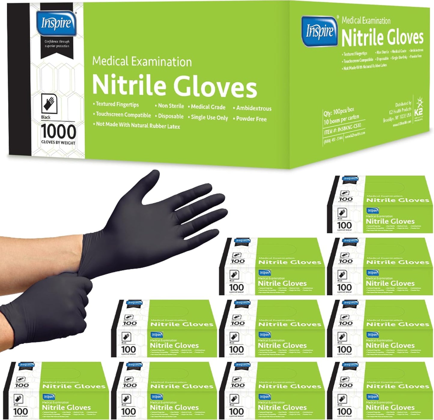 Black Nitrile Disposable Gloves - 4.5 Mil Safety Medical & Cleaning | Durable & Comfortable
