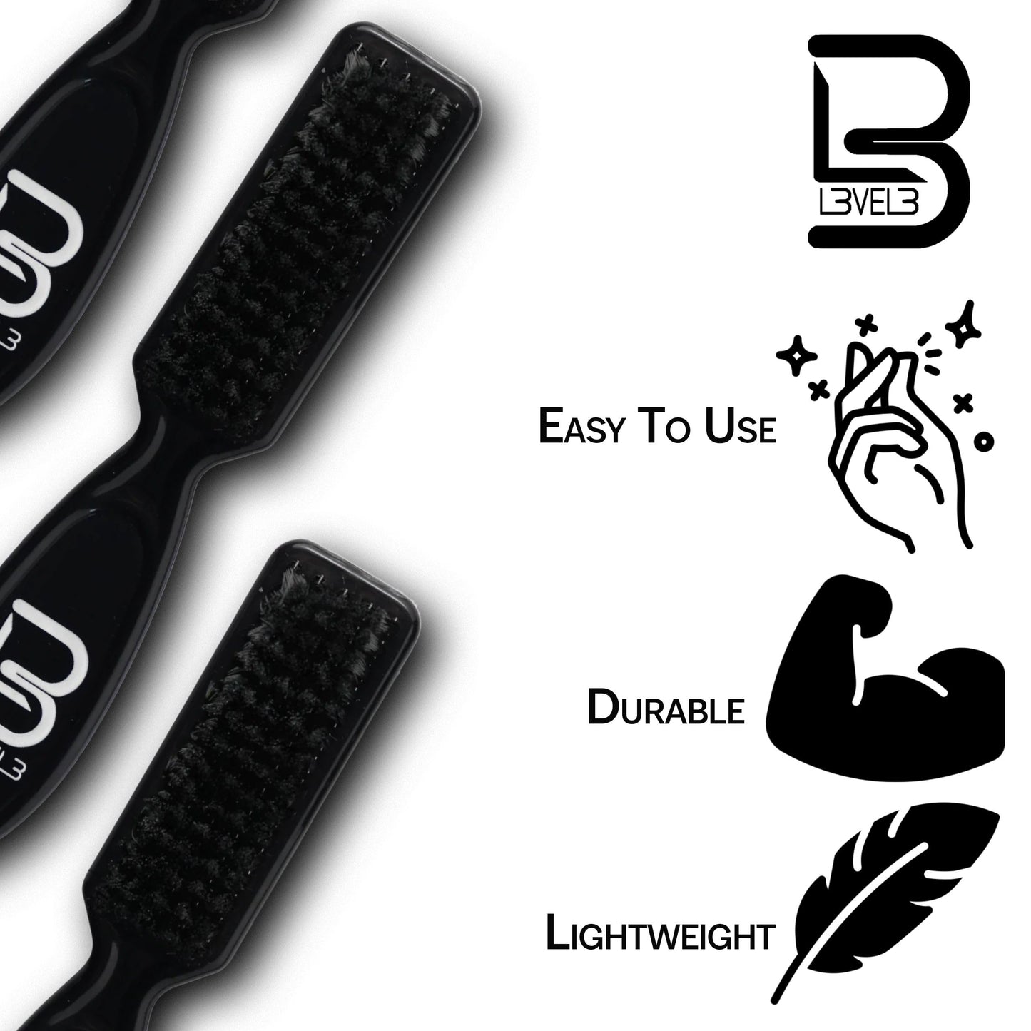 Level 3 Fade Brush Set - Barber Brush Kit for Fades and Lineups - Essential Barber Tool - 3 Pc