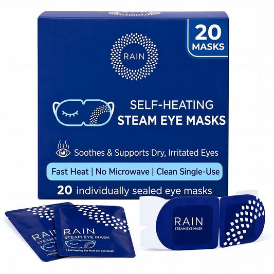 Heated Eye Mask for Dry Eyes - Self-Heating Steam Compress | 20 Disposable Masks, Unscented, Travel Ready
