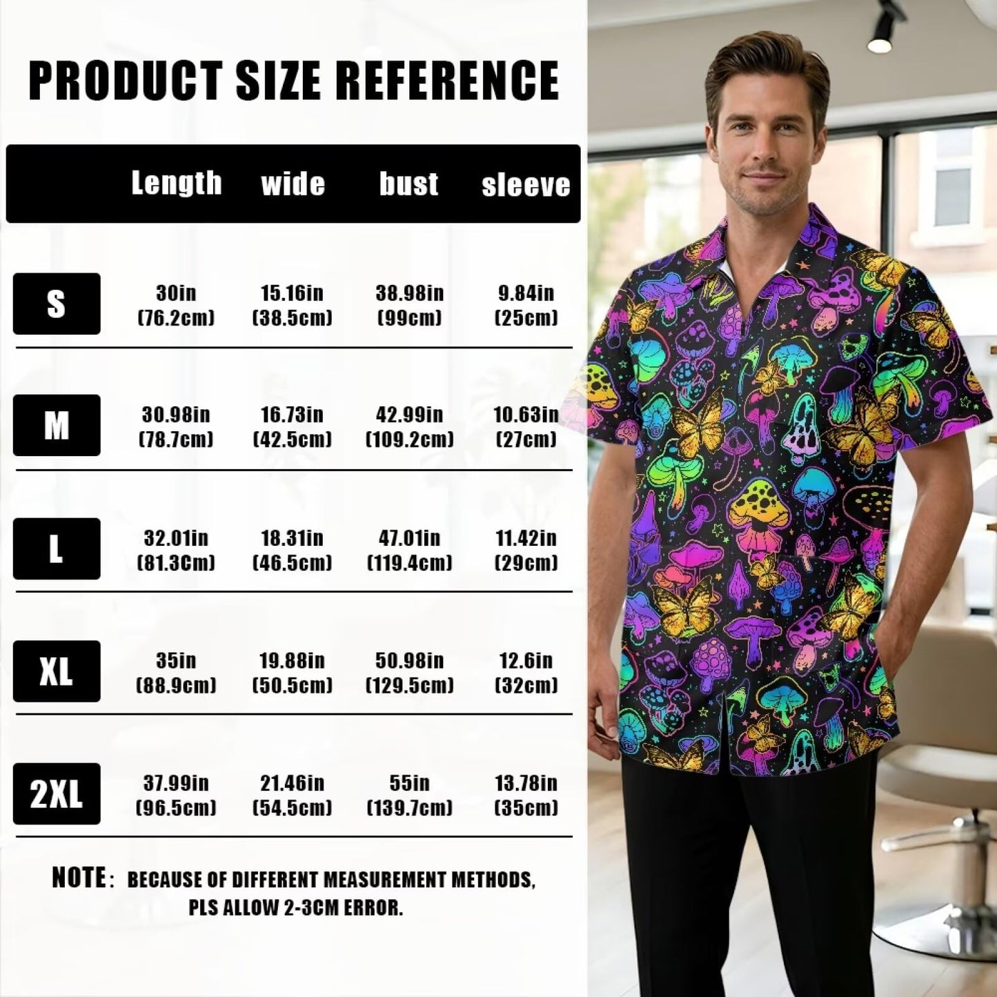Srengjodk Cute Hairstylist Aprons For Women With 3 Pockets And Zipper For Women/Men Printed Haircut Cape Mens Smock For Barber Capas De Barbero Profesional Mushroom Print L 2XL