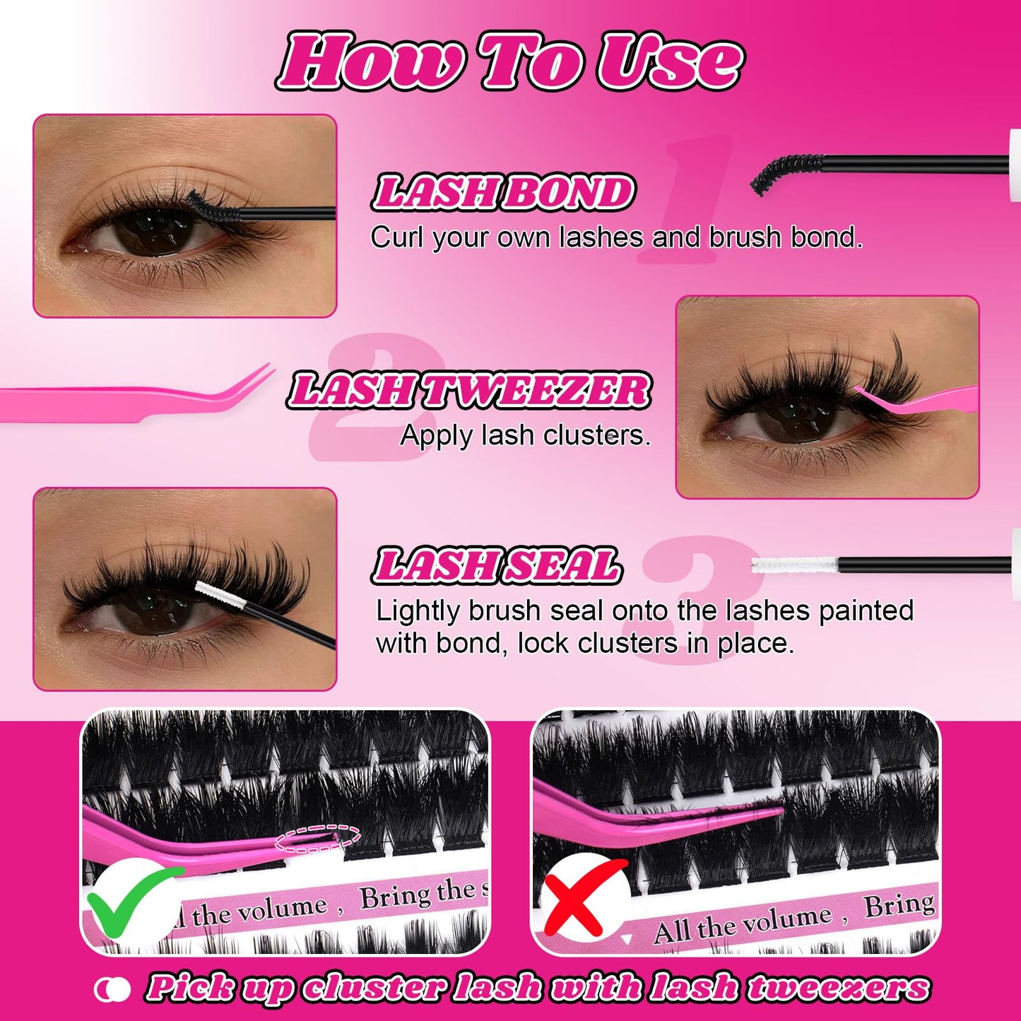 Cove Lash Clusters Kit Eyelash Clusters with Bottom Lashes 10-18mm Manga Fairy Individual Lashes Wispy Fluffy Cluster Eyelash Extensions Bond & Seal Spiky D Curl Lash Extension Kit by MilyBest