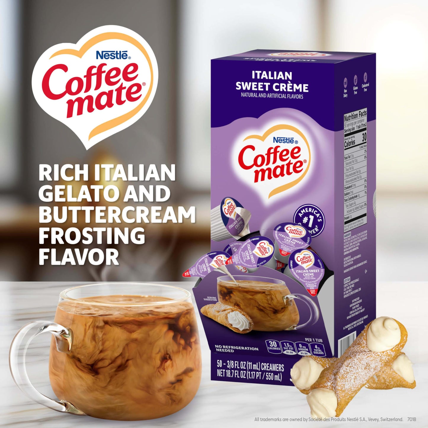 Nestle Coffee mate Coffee Creamer, Italian Sweet Creme, Liquid Creamer Singles, Non Dairy, No Refrigeration, 0.375 fl oz Tubs (Pack of 200)