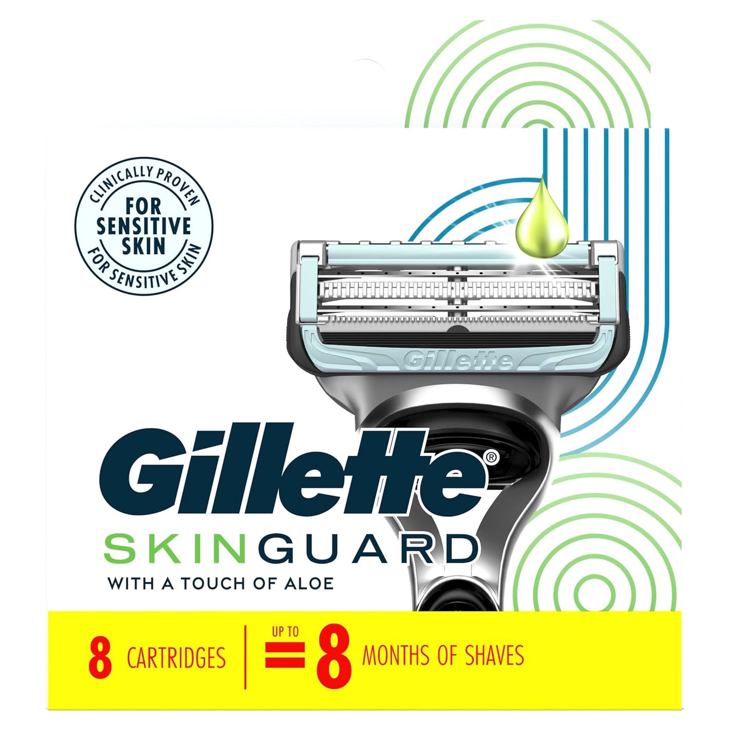 Gillette SkinGuard Razor Blade Refills - 8 Count for Sensitive Skin | Lubricated Cartridges
