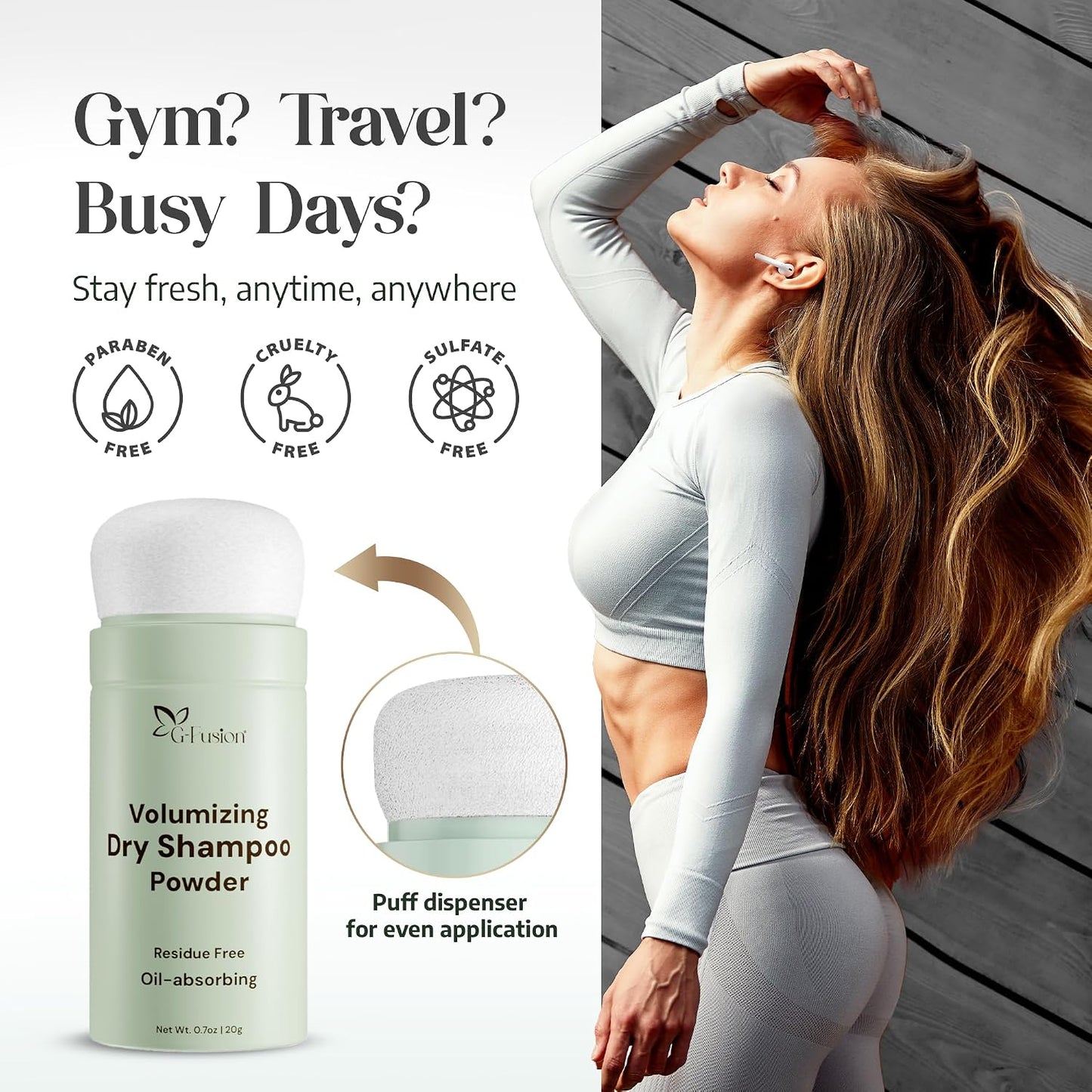 Volumizing Dry Shampoo Powder - Refreshes Hair, Absorbs Oil & Boosts Volume | Travel Size Non-Aerosol Formula
