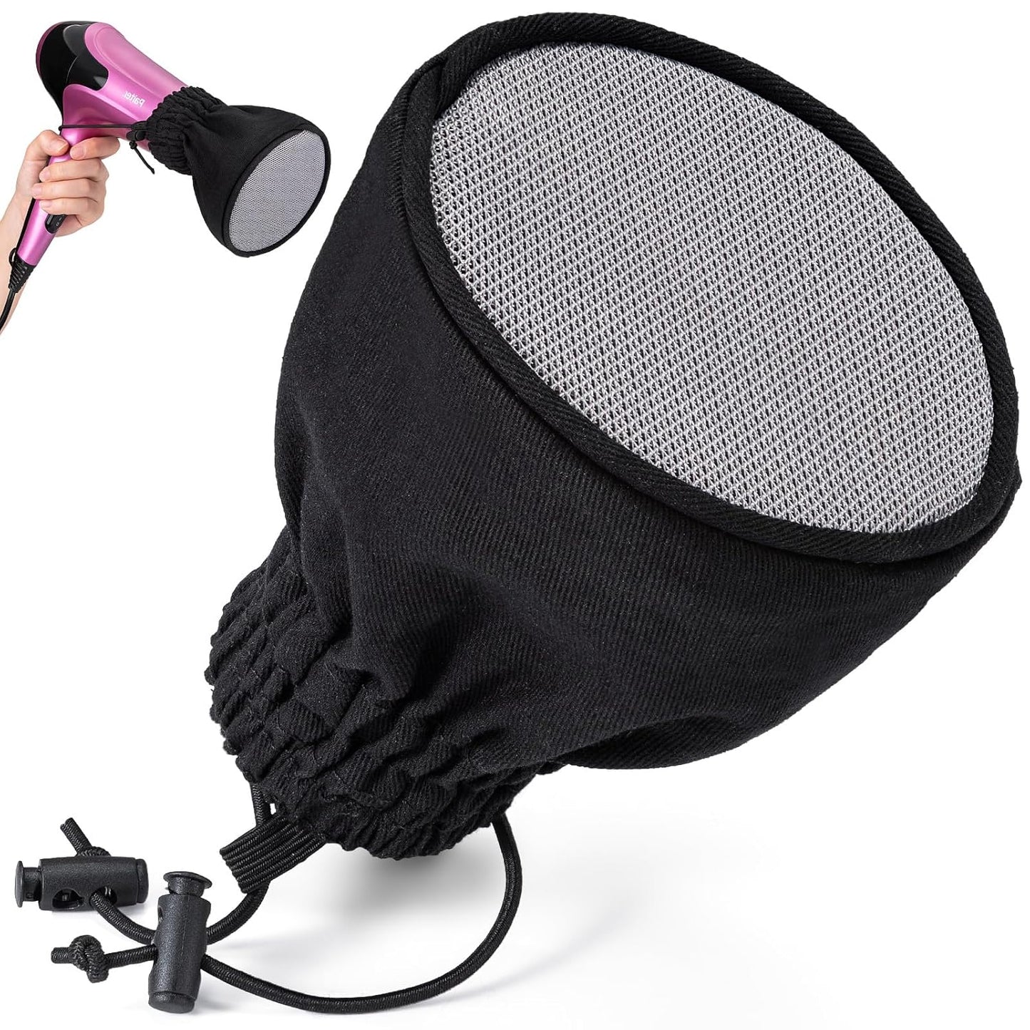 Hair Dryer Diffuser - Universal Double-Layer Nylon Attachment for Curly Hair | Foldable Travel Design with Elastic Band