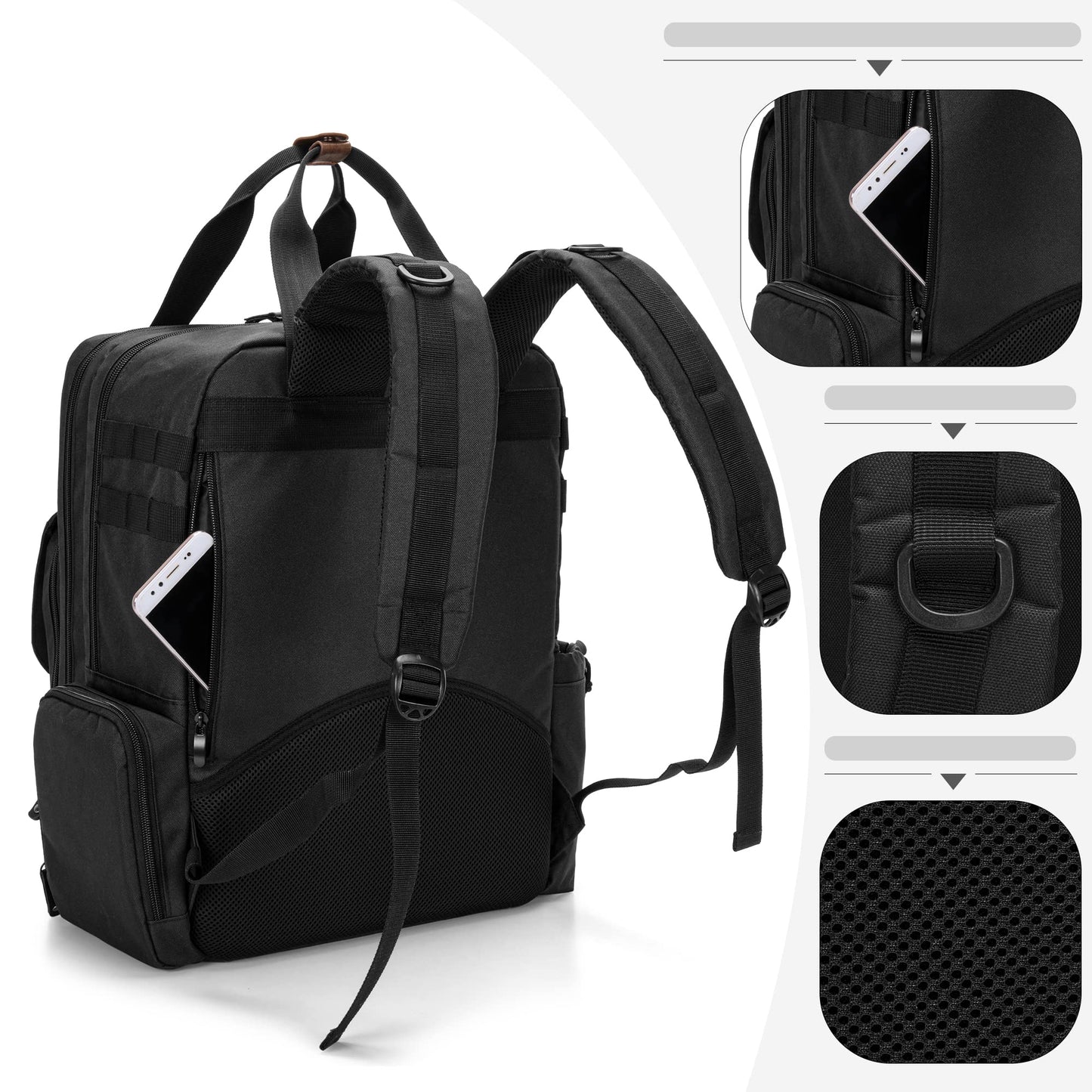 BAFASO Large Capacity Barber Case, Travel Hairdresser Bag Holds Various Hair Cutting Tools, Black