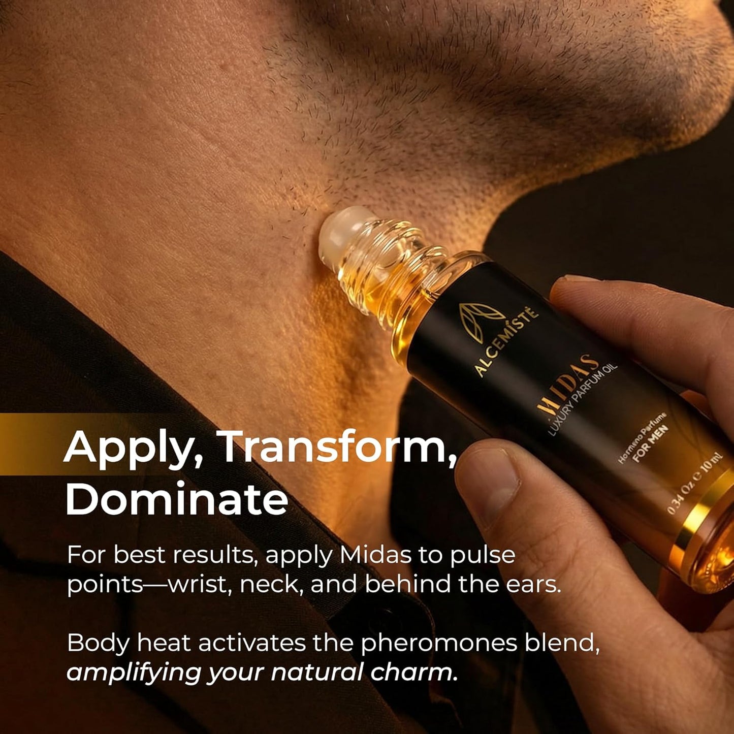 Pheromone Cologne For Men - Oil-Based Rollerball Perfume | Travel Size, Long-Lasting Amber, Wood & Musk Scent (0.34 oz)