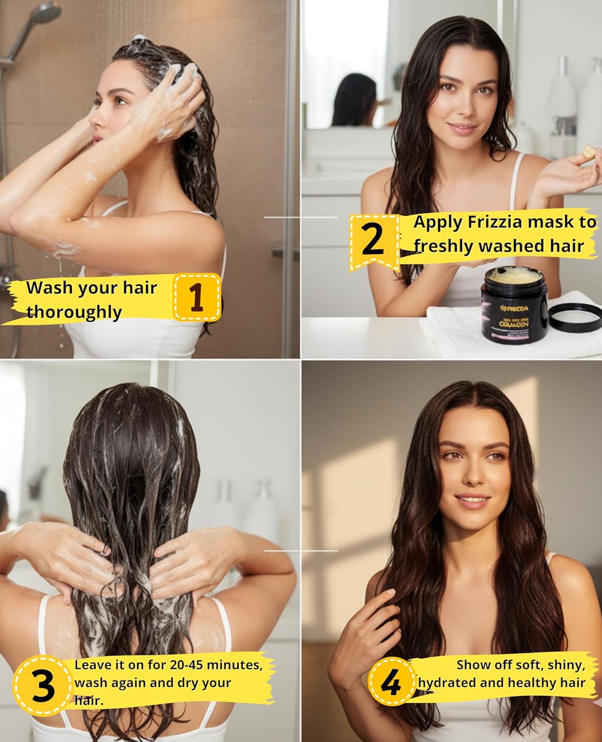 Collagen Hair Mask - Argan Oil & Maca for Hydration | Anti-Frizz Treatment for Dry, Damaged Hair - 500 ml