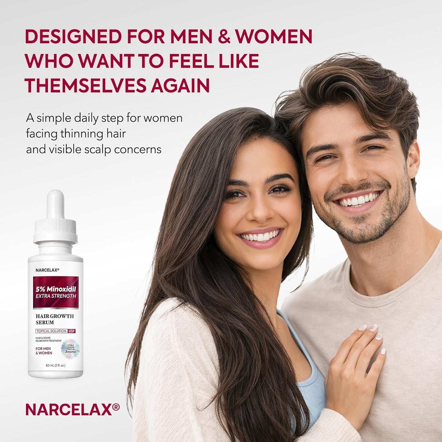Minoxidil Hair Growth Kit for Men & Women - Extra Strength Serum with Biotin for Thinning Hair | 60ml (2 Fl Oz, Pack of 2)