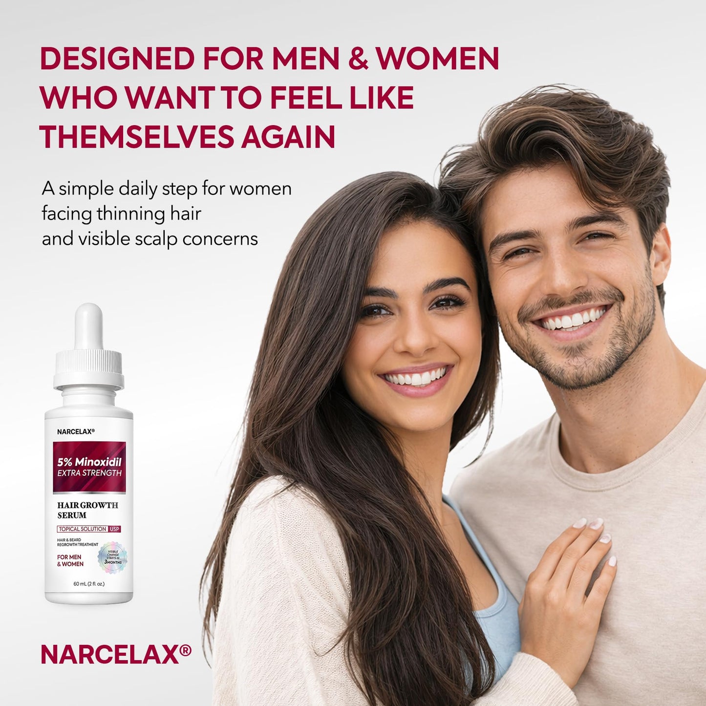 5% Minoxidil Hair Growth Kit for Men and Women: Extra Strength Minoxidil Beard Regrowth Treatment Serum with Biotin for Thinning Hair Loss to Grow Thicker Fuller 60ml