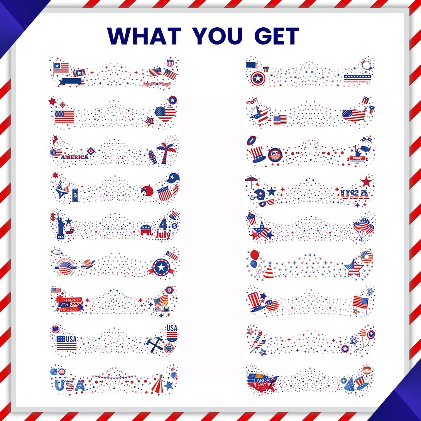 4th of July Glitter Freckles Face Tattoos, 18Pcs Independence Day Temporary Face Tattoos for Women and Girls, Patriotic Red White Blue Makeup Stickers for Memorial Day, Festival Party Decorations