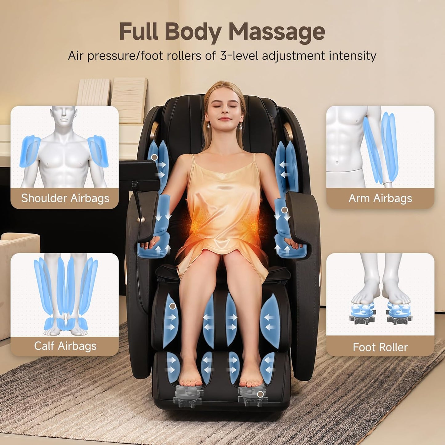Real Relax 2D SL-Track Massage Chair - Full Body Zero Gravity Recliner with 8 Auto Modes & Upgraded LCD Screen | Black
