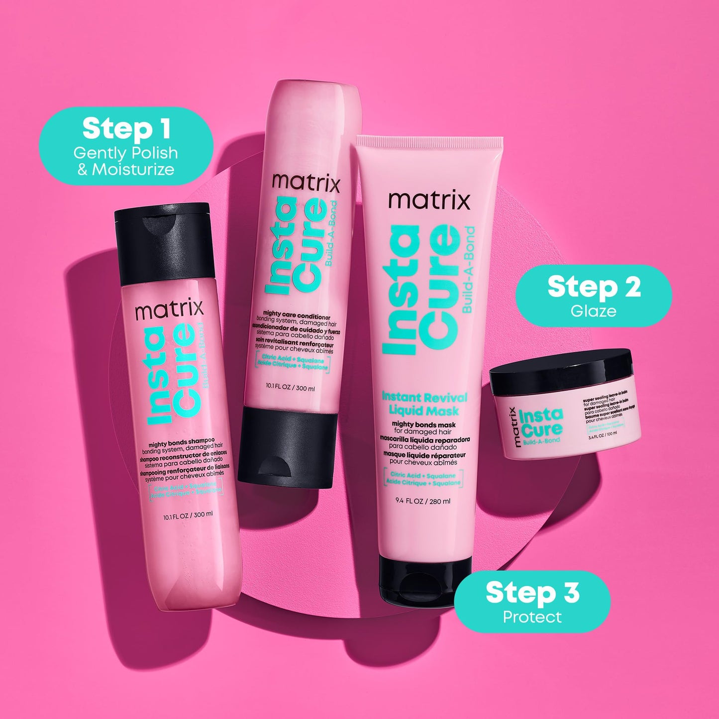 Matrix Instacure Build-A-Bond Super Sealing Leave-In Balm - Repairs & Seals Damaged Hair, Heat Protects and Smooths Frizz, With Citric Acid & Squalane, Vegan, Sulfate-Free, Paraben-Free