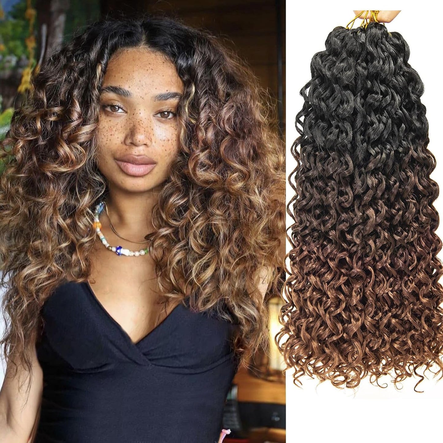 Water Wave Crochet Hair Extensions - Blonde Synthetic Bohemian Braids | 14 Inch Deep Wave (27#)