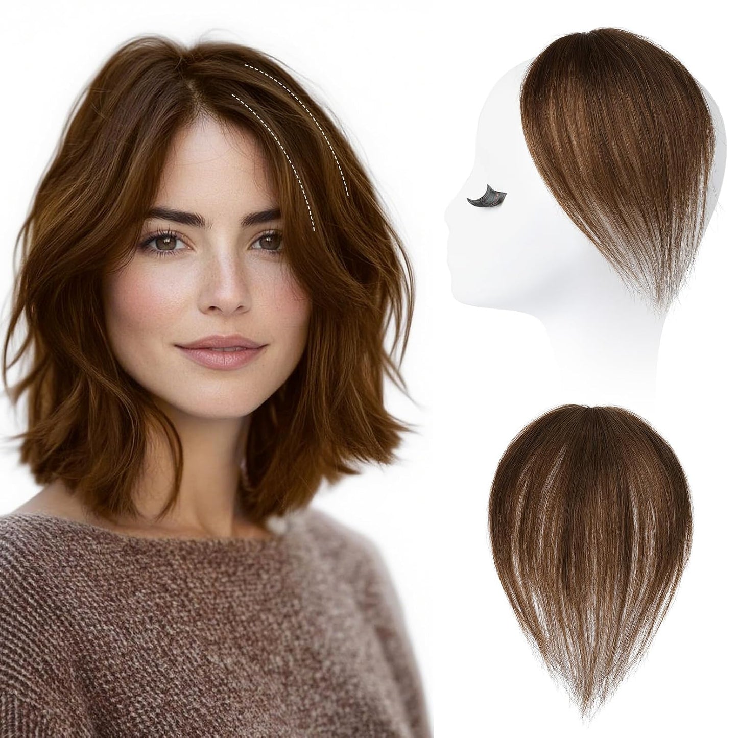 REECHO Clip-In Hair Volumizer - Short Thick Extensions for Thin Hair | Platinum Blonde with Black Strands, 8 Inch