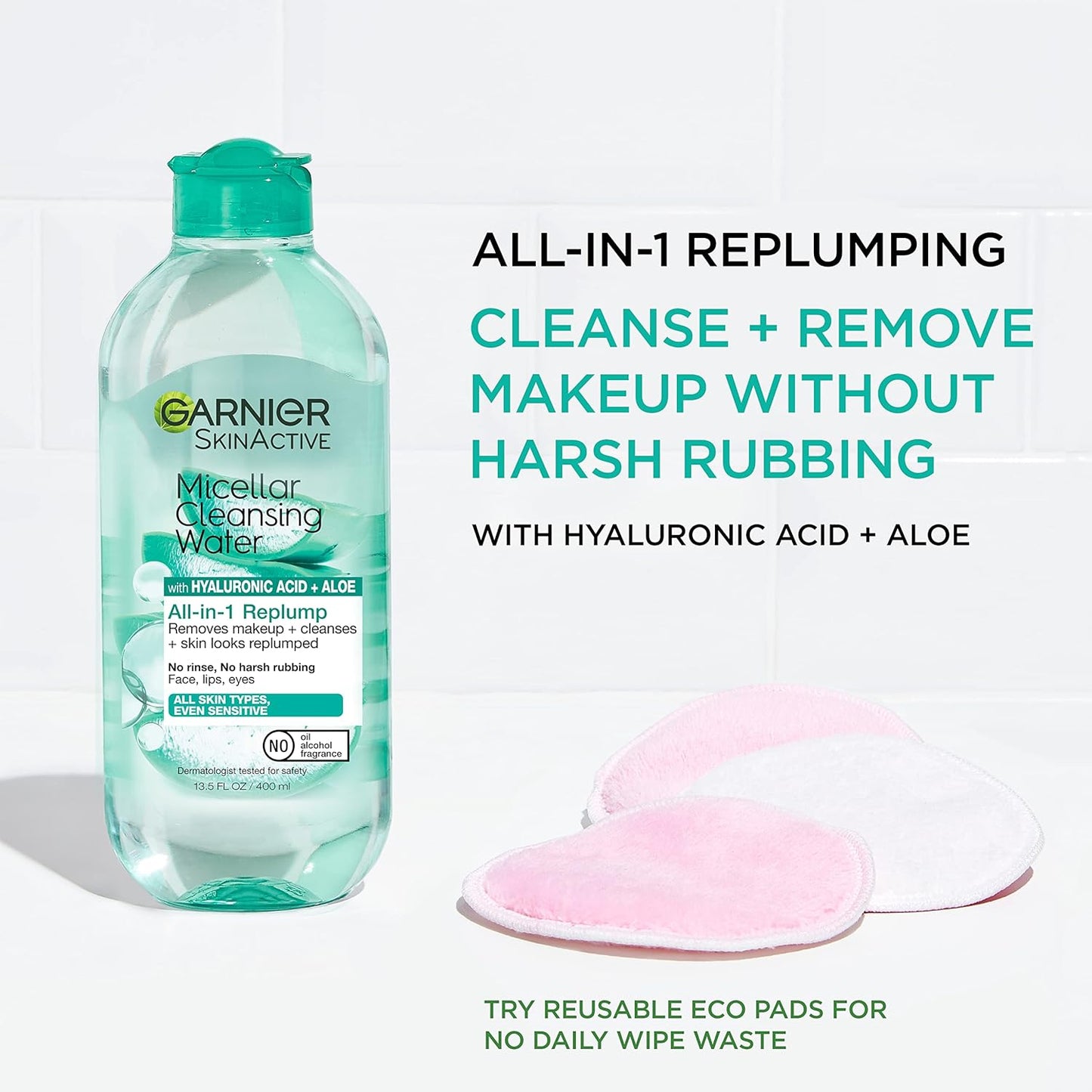 Garnier Micellar Water - Hydrating Facial Cleanser & Makeup Remover with Hyaluronic Acid | 13.5 Fl Oz (400mL) - Vegan & Cruelty-Free