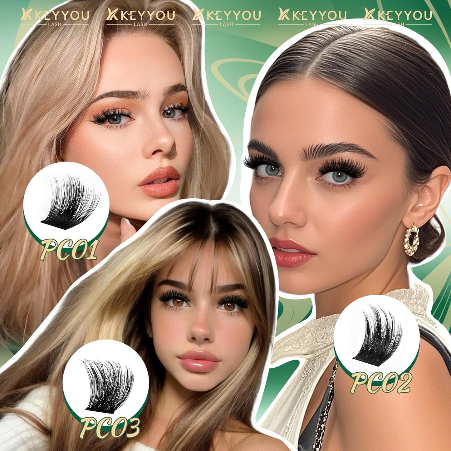 KEYYOU Eyelash Clusters - 132pcs D Curl DIY Lash Extensions | Thick, Soft, Wispy Mix (10-18mm)