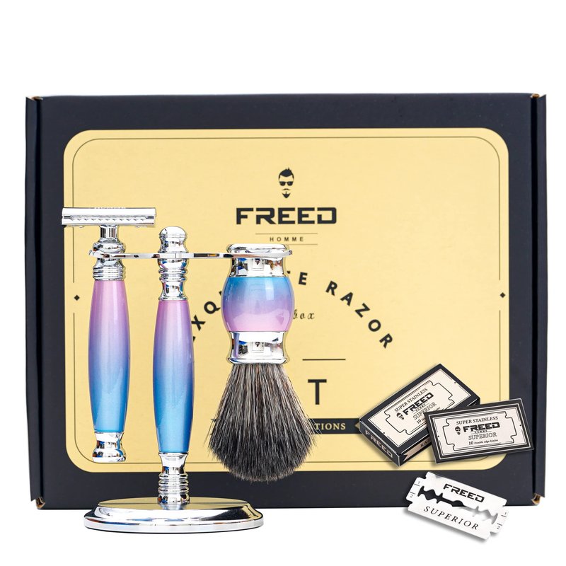 FREED Luxury Shaving Set for Men - Double Edge Safety Razor with alloy handle include 120 count Japanese 6cr13 Stainless Steel blade,It's the best gift for men, fathers,or birthdays