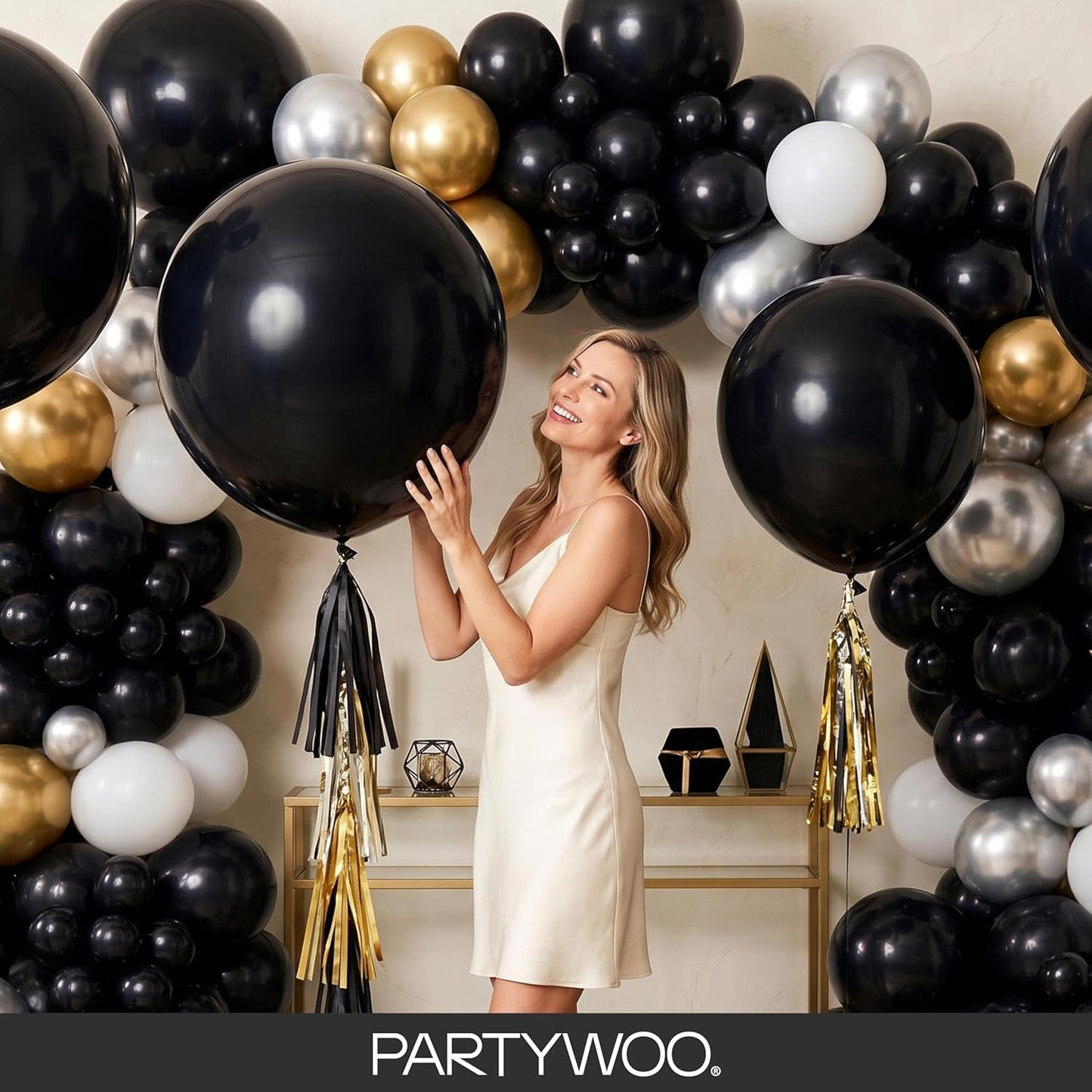 Black Balloon Arch Kit - 140 Pcs in 5-18 Inch Sizes for Baby Showers, Birthdays & Anniversaries | Elegant Black Decor