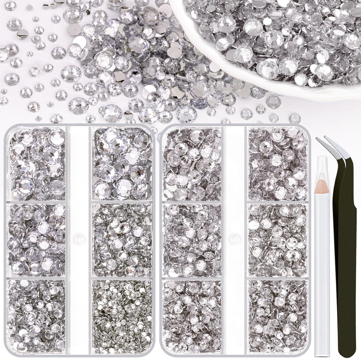 BELLEBOOST Jelly Rhinestones Bedazzling Kit - 45000 Pcs, 40 Colors, 3mm Flatback Gems for Crafting | Includes 3 Pcs B7000 Glue