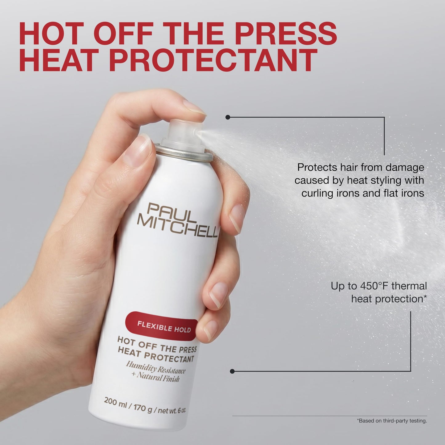 Paul Mitchell Hot Off The Press Heat Protectant, Humidity Resistance, Flexible Hold + Natural Finish, For All Hair Types, 6 oz
